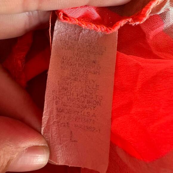 Womens Tank Top Large Coral Tan Chevron Tie Front Flowy Spaghetti Strap - Picture 7 of 7